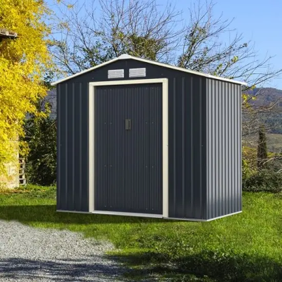 Costway Metal Storage Shed for Garden and Tools w/Sliding Double Lockable Doors image {9}