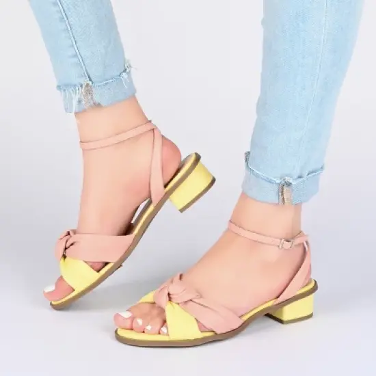 Journee Collection Womens Edythe Two Tone Low Block Heel Sandals image {8}