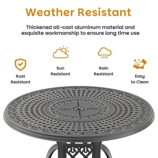 7-Piece Patio Set: Round Table & 6 Chairs - Cast Aluminum, All-Weather/Umbrella Hole & Adjustable Legs for Balcony/Backyard image {5}