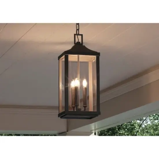 Urban Ambiance Luxury Farmhouse Outdoor Pendant 23.75''H x 9.5''W,  Midnight Black Finish,  Calderdale Collection, UHP1401 image {2}