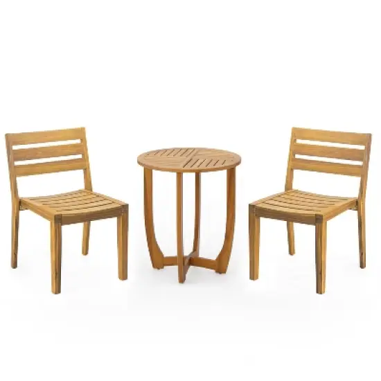 Christopher Knight Home Hermosa 3-Pieces Acacia Wood Dining Set, Teak image {10}
