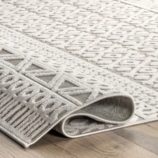 nuLOOM Tina Textured Geometric Banded Indoor/Outdoor Patio Area Rug image {3}