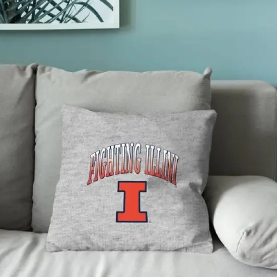 NCAA Illinois Fighting Illini 16" Heather Gray Sweatshirt Pillow image {3}