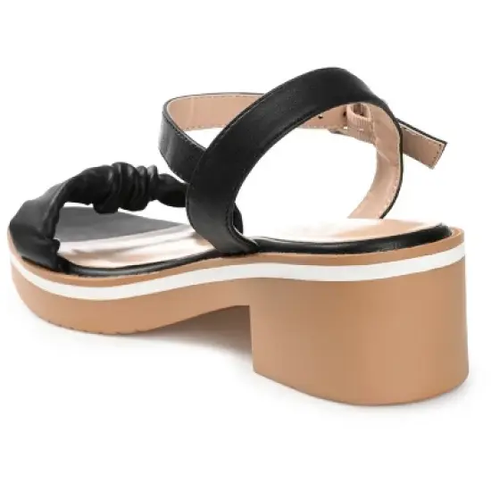 Journee Collection Womens Dexxla Buckle Ankle Strap Low Platform Sandals Black 9 image {6}