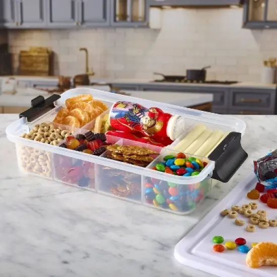 Farberware 7.8"x12.7" Snackle Box: Clear Plastic Food Storage Container with Locking Lid, Dishwasher-Safe, 170 Volume Capacity image {7}