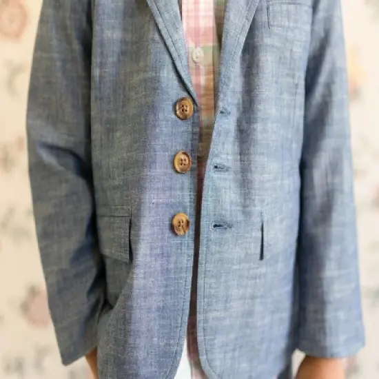 Hope & Henry Boys' Chambray Suit Jacket, Infant image {4}