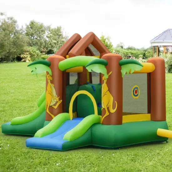Costway Inflatable Jungle Bounce House Kids Dual Slide Jumping Castle Bouncer image {4}