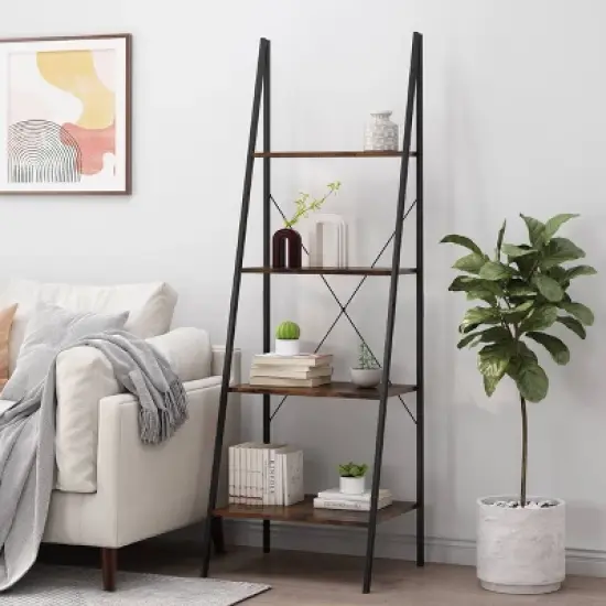 71.5" Newnan Modern Industrial 4 Shelf Etagere Ladder Bookcase - Christopher Knight Home image {1}