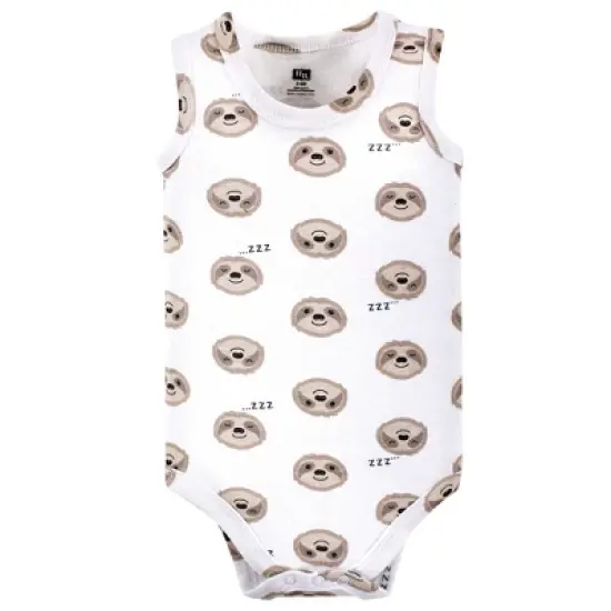 Hudson Baby Infant Boy Cotton Sleeveless Bodysuits 5pk, Sloth image {2}