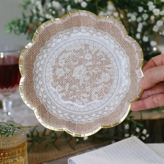 Kate Aspen 62 pcs Burlap and Lace Tableware Set image {6}