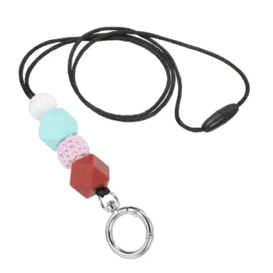 Unique Bargains Wear-resistant ID Card Silicone Beaded Lanyards with Buckle Clips image {5}
