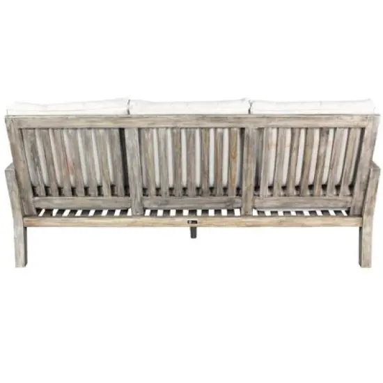 Courtyard Casual Driftwood Gray Teak Surf Side Outdoor Three Seater Sofa with Cushions image {4}