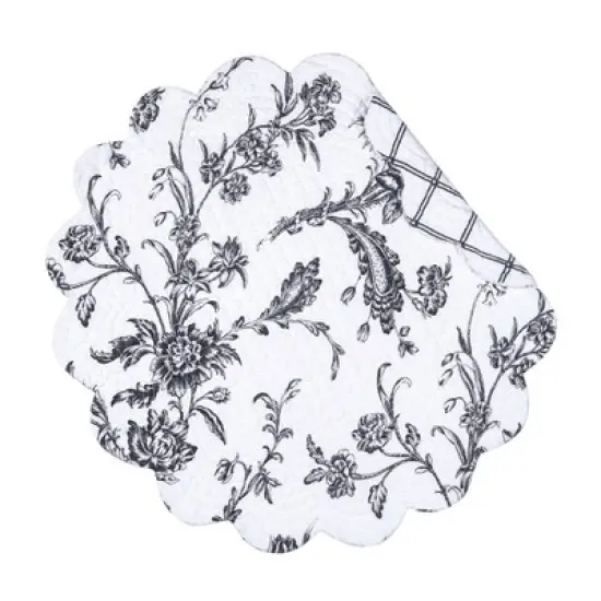 C&F Home Bleighton Black Round Cotton Placemat Machine Washable Set of 6 image {1}