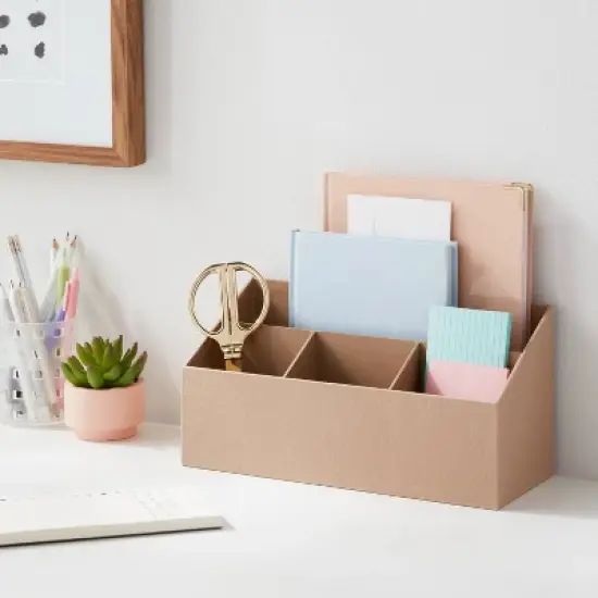 Canvas Desktop Organizer Light Brown - Brightroom&trade;: Office Desk Tool Holder, Polyester, , 12.25"x5"x6" image {1}