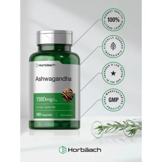 Horbaach Ashwagandha 1380mg | 180 Capsules image {4}