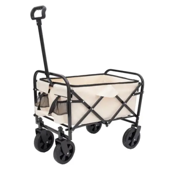 NAYSAYE Wagon Collapsible Utility Cart with Dual Layer Design and Liner Set for Outdoors, Beige, 25.98"*17.32"*37.4" image {5}