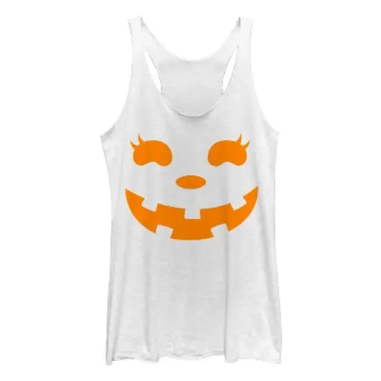 Women's CHIN UP Halloween Jack o' Lantern Face Racerback Tank Top image {3}