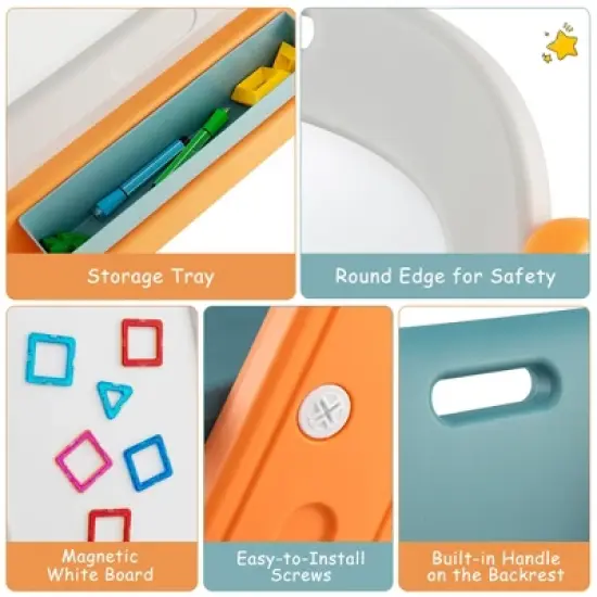 Costway Kids Easel w/Chair Art Easel for Kids Height Adjustable Art Easel Set for Kids image {8}