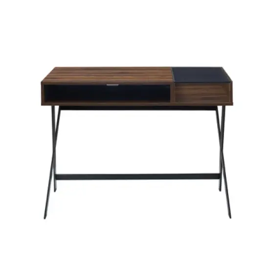 Modern Mixed Material Open Storage Computer Desk - Saracina Home image {2}