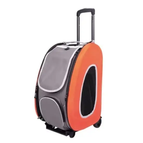 Ibiyaya Compact Multifunctional 5-in-1 EVA Convertible Foldable Small Pet Carrier/Stroller Combo System for Dog or Cat up to 16 Pounds, Orange image {2}