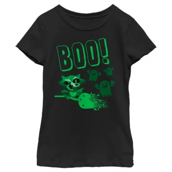 Girl's Marvel Halloween Guardians of the Galaxy Cute Rocket and Groot Boo T-Shirt image {3}
