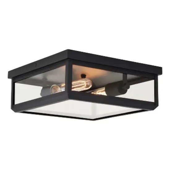 VAXCEL Kinzie Outdoor Square Flush Mount Ceiling Light with Clear Glass image {7}