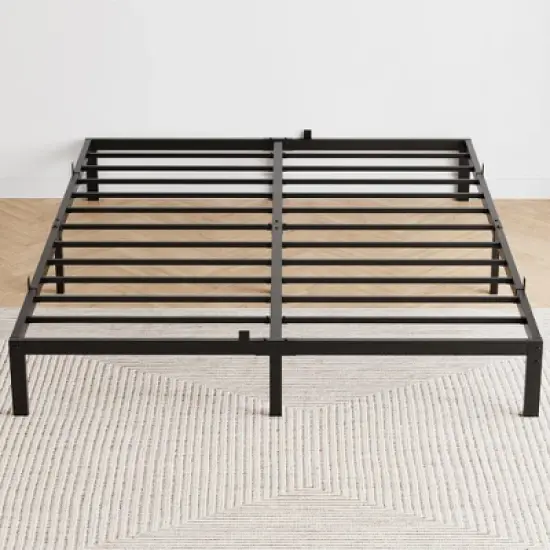 6 to 14 Inch Bed Frame with Under Bed Storage, Heavy Duty Metal Platform - Easy Assembly, No Box Spring Needed, Black image {4}