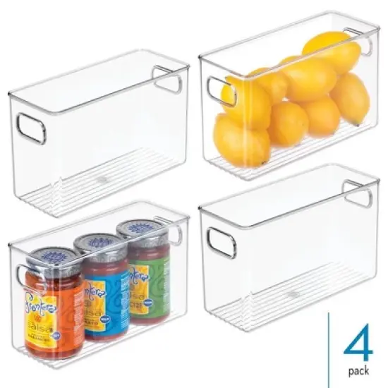 iDesign Set of 4 Pantry Storage Bins with Handles - Clear image {1}