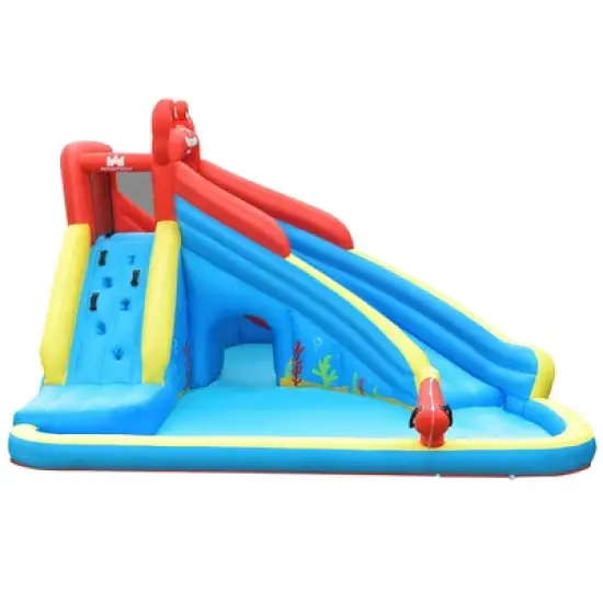 Costway Inflatable Water Slide Crab Dual Slide Bounce House Splash Pool W/ 950W Blower image {9}