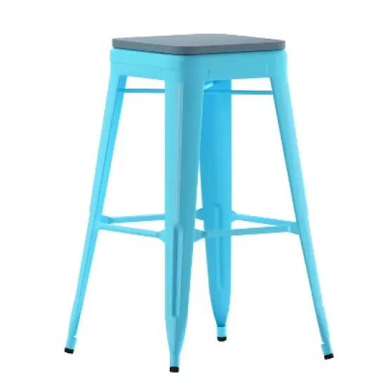 Flash Furniture Cierra Set of 4 Commercial Grade 30" High Backless Metal Indoor Bar Height Stools with All-Weather Poly Resin Seats image {12}