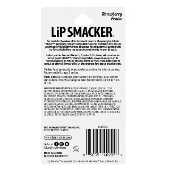 Lip Smacker Strawberry Biggie Lip Balm - 0.3oz image {3}