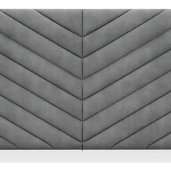 Queen Crestwood Upholstered Chevron Pleated Headboard with USB Ports Gray - Hillsdale Furniture image {9}