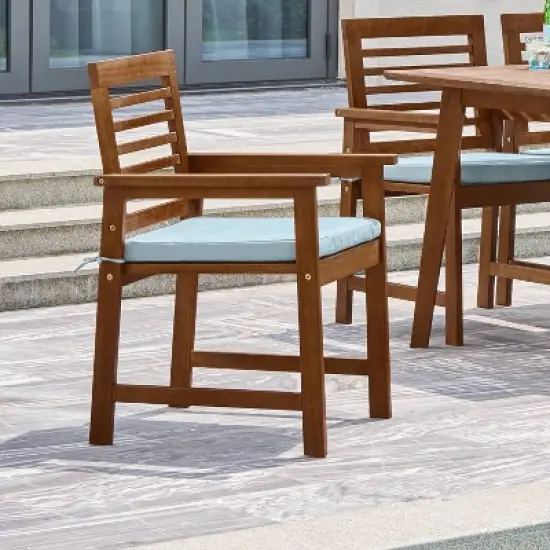 4pc Farmhouse Slatted Eucalyptus Wood Patio Dining Set with Bench - Vifah image {5}