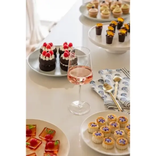 over&back Set of 4 12oz Modern Contemporary Stem Mouth-Blown Glasses Clear image {10}