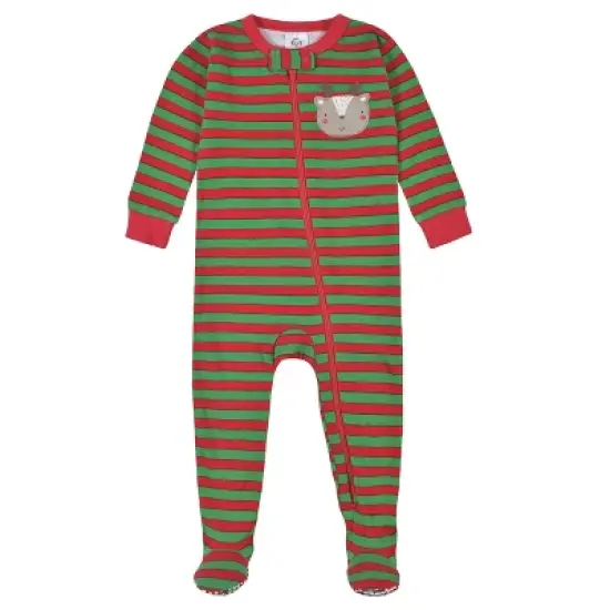 Gerber Baby Winter Holiday Neutral Long Sleeve Snug Fit Footed Cotton Pajama image {6}