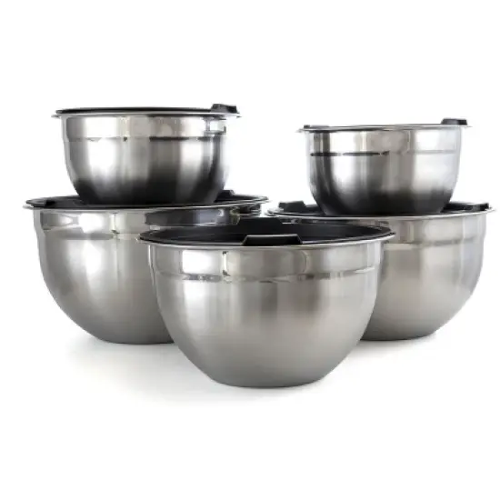 MegaChef 10 Piece Multipurpose Stackable Mixing Bowl and Lid Set image {3}