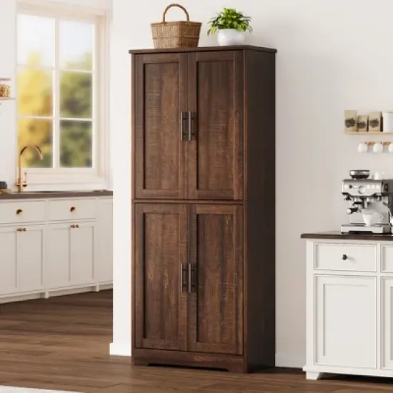 70" Tall Kitchen Pantry Cabinet with Doors and Adjustable Shelves, Freestanding Cupboard image {10}