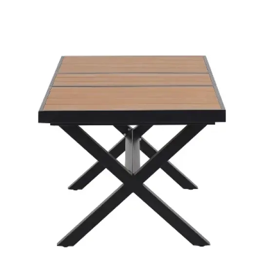 7 PCS Outdoor Dining Set with 6 Chairs, Extendable Table (62.9" to 82.6"), Adjustable for Personalized Arrangements, Black/Camel - ModernLuxe image {12}