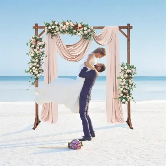 Tangkula 7.2 FT Square Wedding Arch Wooden Arbor Backdrop Stand w/ Triangular-Shaped Base image {1}