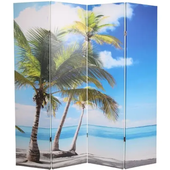 Legacy Decor Canvas Room Divider Double - Sided Digital Print Virgin Islands Beach Design image {7}