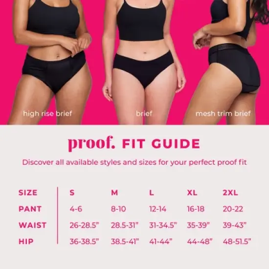 Proof Women's Mesh Trim Briefs, Moderate Absorbency Period Underwear - Black image {6}