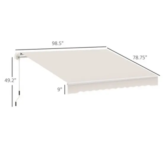DSVIMOY Retractable Awning, 8'*7' Patio Awnings with Manual Crank Handle for Deck, Yard, Beige & White, 98.5"*78.75"*49.2" image {2}