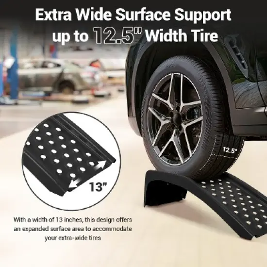 8" Lift Steel Car Ramp 8000 Lbs Capacity, 4000 Lbs Per Ramps, Heavy Duty Truck Ramps for Car Repair or Vehicle Maintenance, 2 Pack Car Ramps, Black image {3}