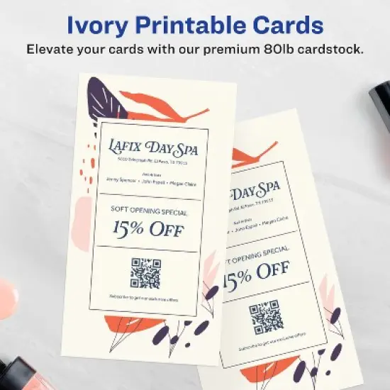 Avery Printable Rectangle Postcards, 6" x 11", Ivory Cardstock, Laser/Inkjet Cards, 25 Total image {1}