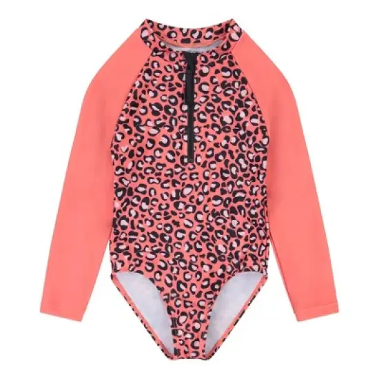 Andy & Evan Toddler Girls Rashguard Swim Suit Red, Size 18-24 Months image {2}