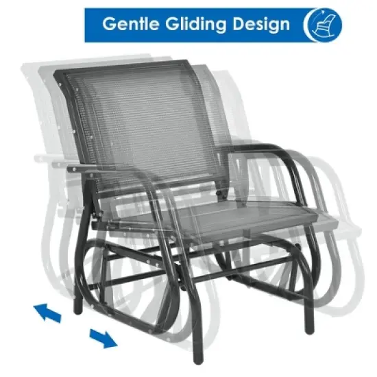 Costway 2PCS Patio Swing Glider Chair Single Rocking Chair Yard Outdoor Grey image {6}