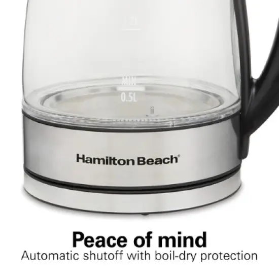 Hamilton Beach 1.7L Glass Variable Temp Kettle 40941R: Electric Tea Maker, 1500W, Hand Wash, Silver, Plastic Handle & Lid image {4}