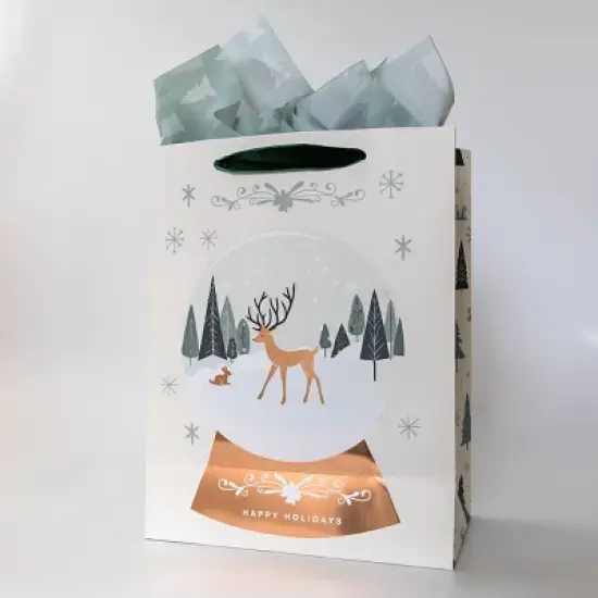 Soular Powered Large Gift Bag with Tissue Snow Globe image {4}