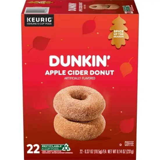 Dunkin' Donuts Apple Cider Donut Flavored Medium Roast Keurig K-Cup Coffee Pods - 22ct image {8}