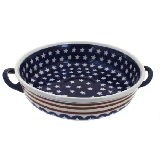 Blue Rose Polish Pottery 1455 Zaklady Round Casserole with Handles image {8}